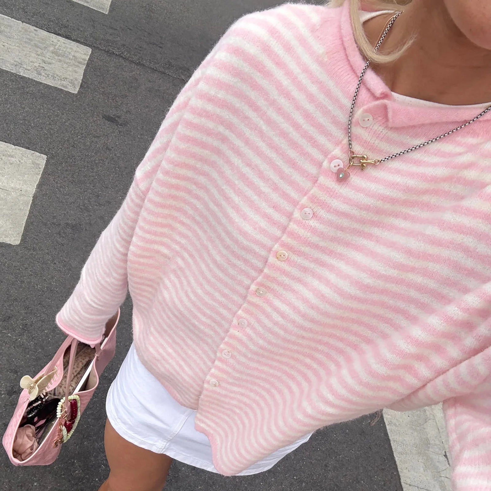 Striped Y2K Knit Cardigan